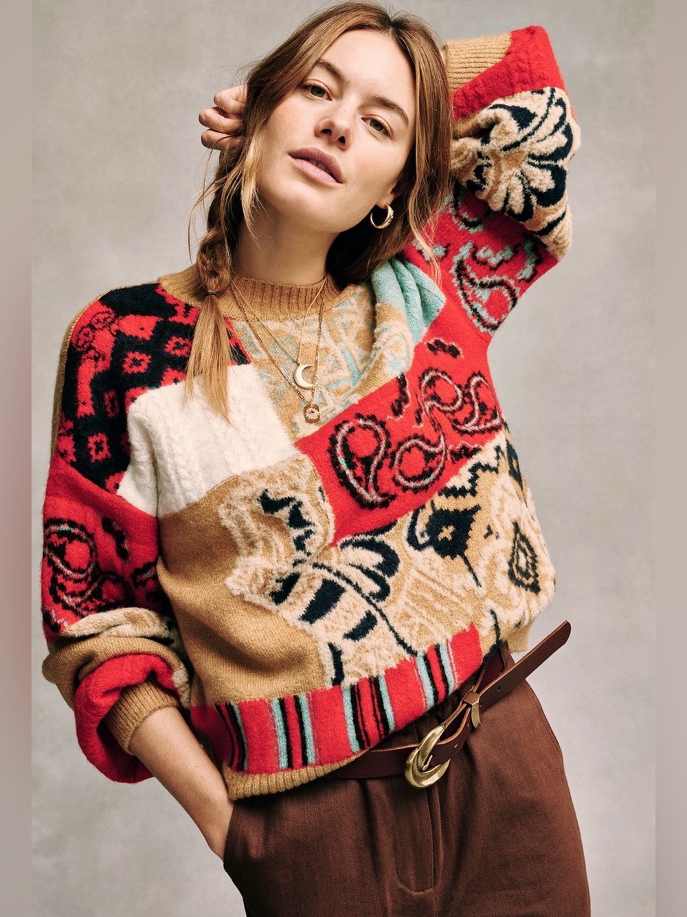 ANTHROPOLOGIE Rachael patchwork motif sweater